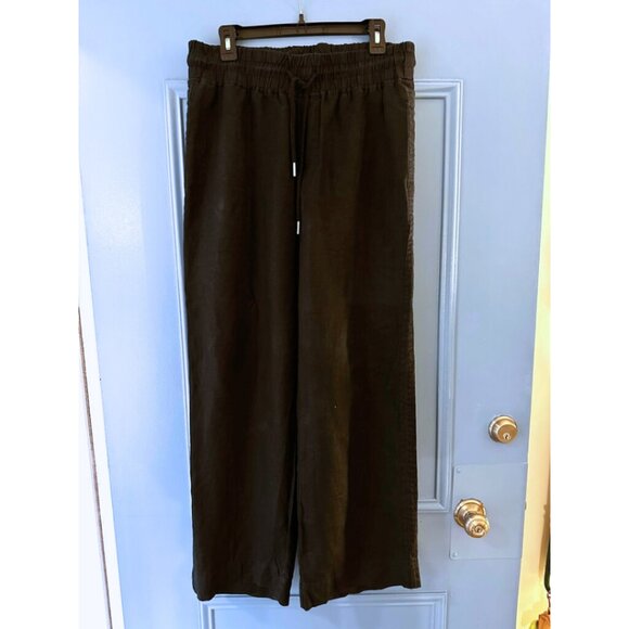 100% European Linen Wide Leg Pants in Black - Size L - Picture 6 of 7